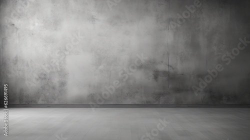 Empty gray Cement Wall room studio interiors and concrete Floor   AI generated image