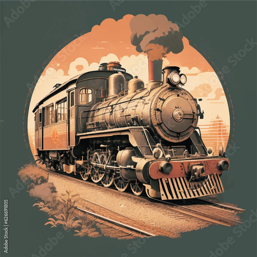 Locomotive Train round design vector