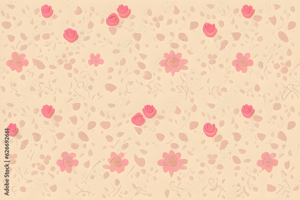seamless pattern with pink flowers, Generative AI. seamless pattern with pink flowers, Generative AI.