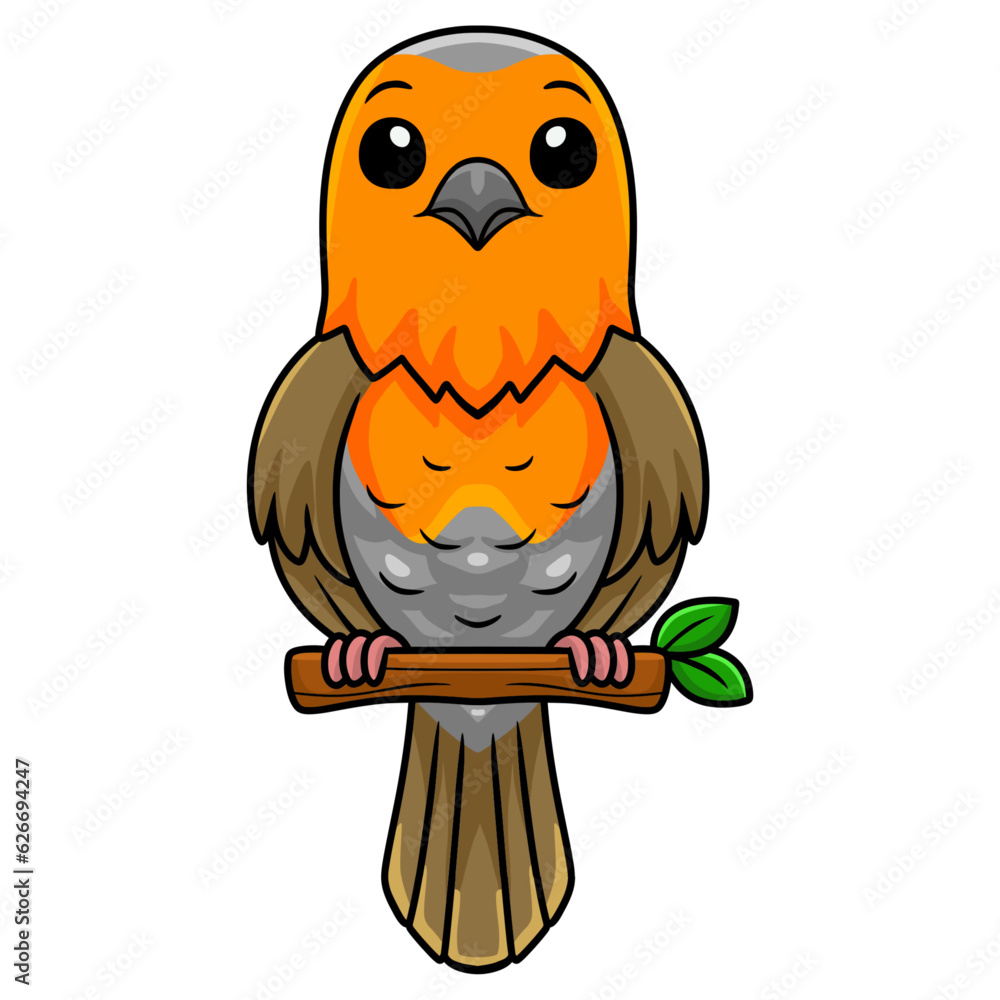 Cute happy bird cartoon on tree branch Cute happy bird cartoon on tree branch