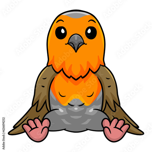 Cute happy bird cartoon sitting