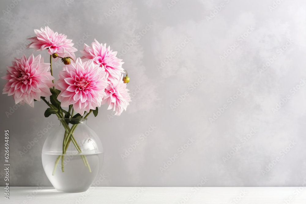 custom made wallpaper toronto digitalElegant Vase of Pink Dahlias with Blank Space for Text, Generative AI