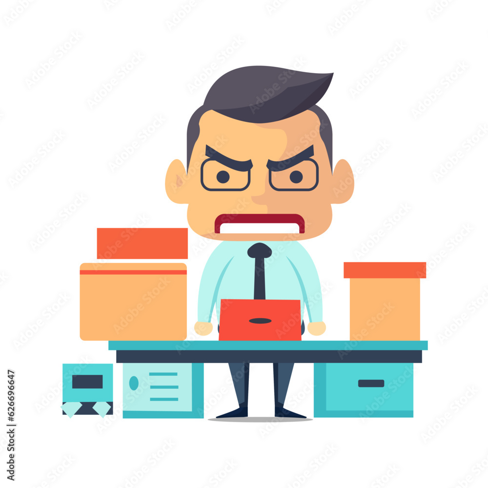 Angry and exasperated employee vector illustration