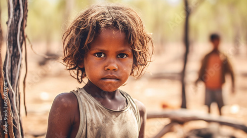 An Australian Indigenous Aboriginal child in outback Australia