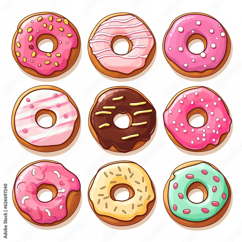 Fototapeta premium set of donuts isolated on white background