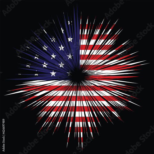 Firework explosion USA flag background