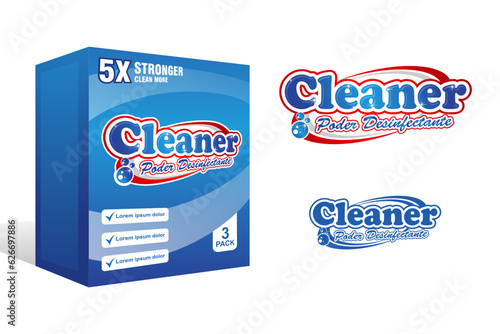 Detergent powder packaging box mock up design label vector template 