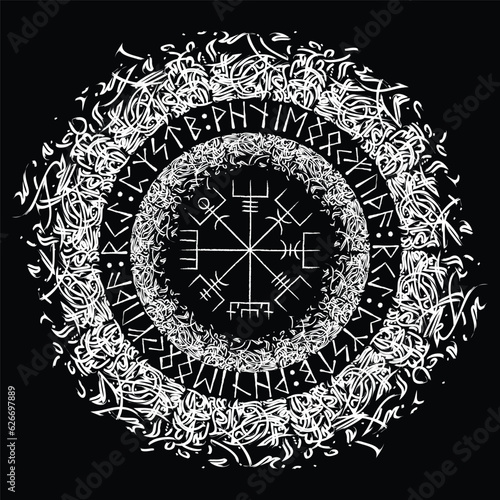 White abstract Vegvisir flat circle