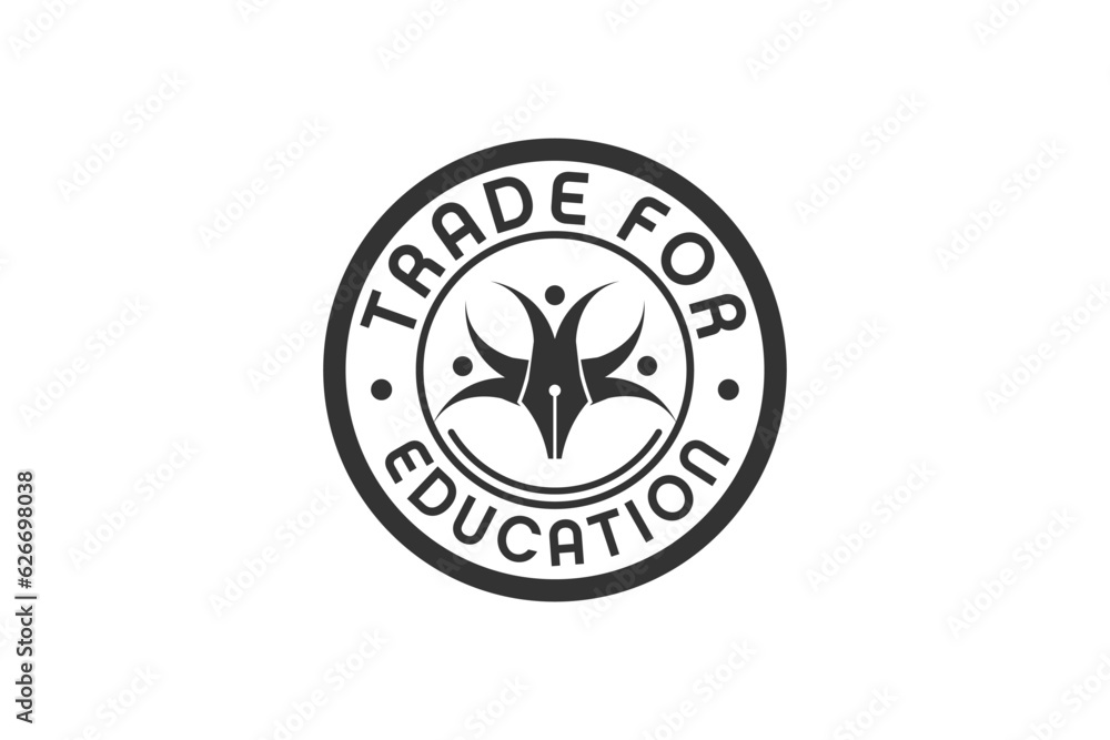 Pen symbol human team work logo design badge emblem rounded shape icon symbol learning education Pen symbol human team work logo design badge emblem rounded shape icon symbol learning education