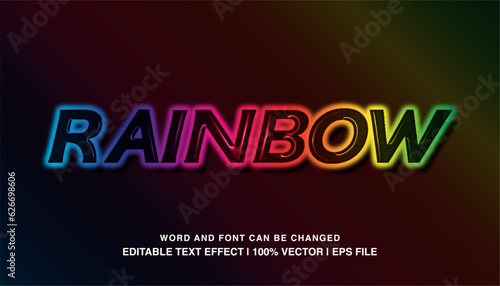 rainbow editable text effect template, rainbow color neon light futuristic typeface, premium vector