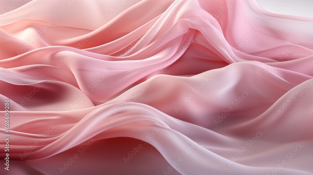 Fototapeta premium A background of soft silky pink semi transparent fabric. Generative AI. 