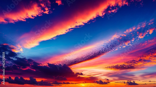 SKY WITH CLOUDS AND COLORFUL SUNSET BY GENERATIVE IA