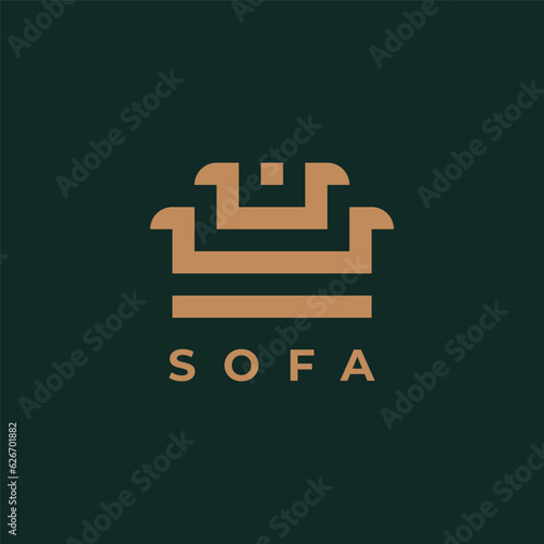 Sofa interior furniture logo design illustration vector template