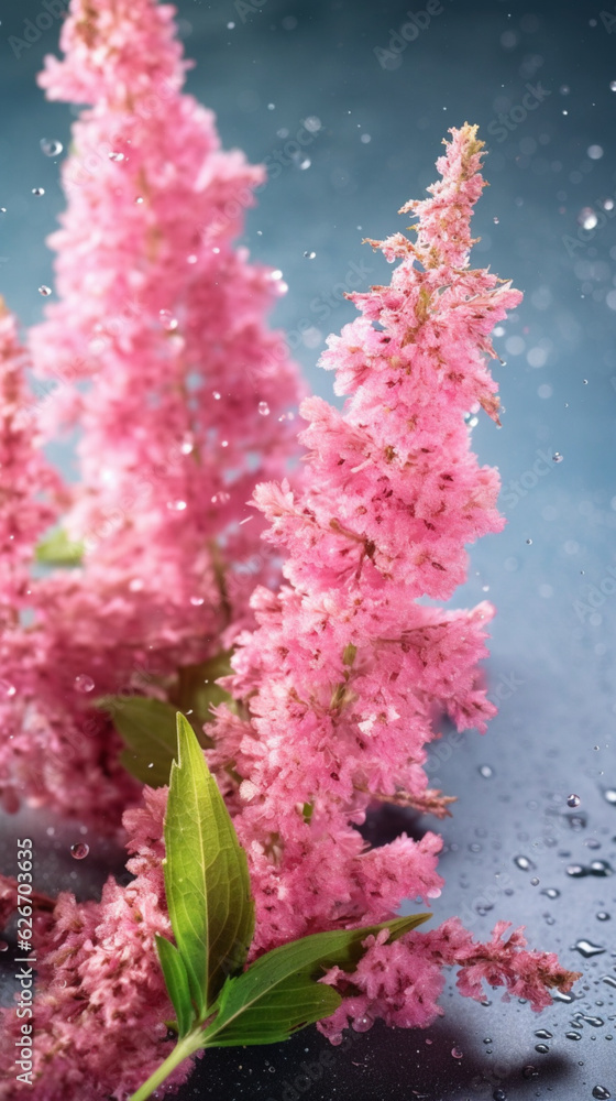 Astilbe flowers with water droplets Astilbe flowers with water droplets