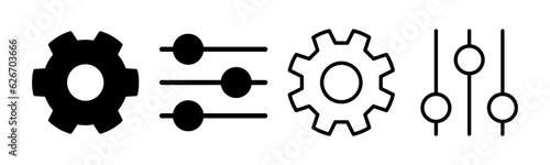 setting Icon set illustration. Cog settings sign and symbol. Gear Sign
