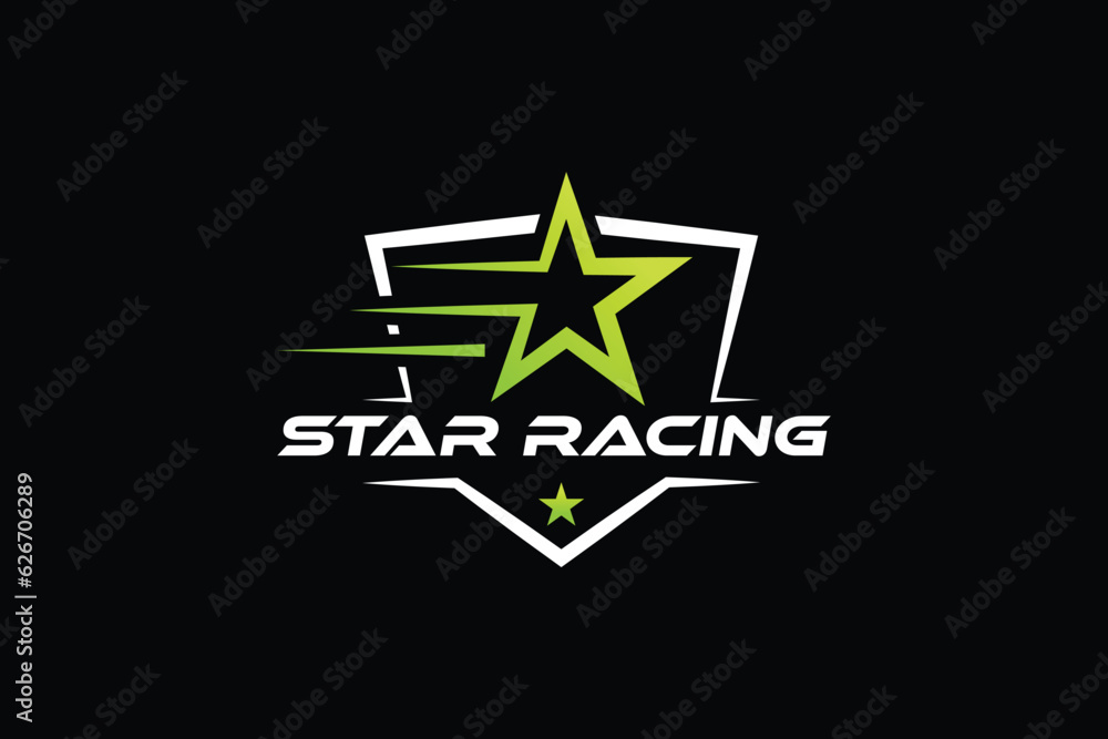 Trendy and Professional Star racing and star run logo design vector template