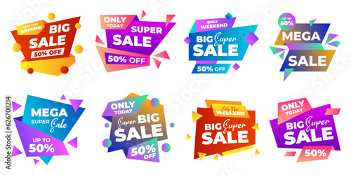 Set of Sale Element badges. Template banner shopping badges, Sale tags and labels. sale, discount, shop, special offer, sale Elements design With Gradient color concept