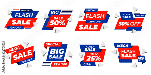 Set of Sale Element. Template banner shopping badges, Sale tags and labels Element. sale, discount, shop, special offer, Flah Sale And sale Elements design photo