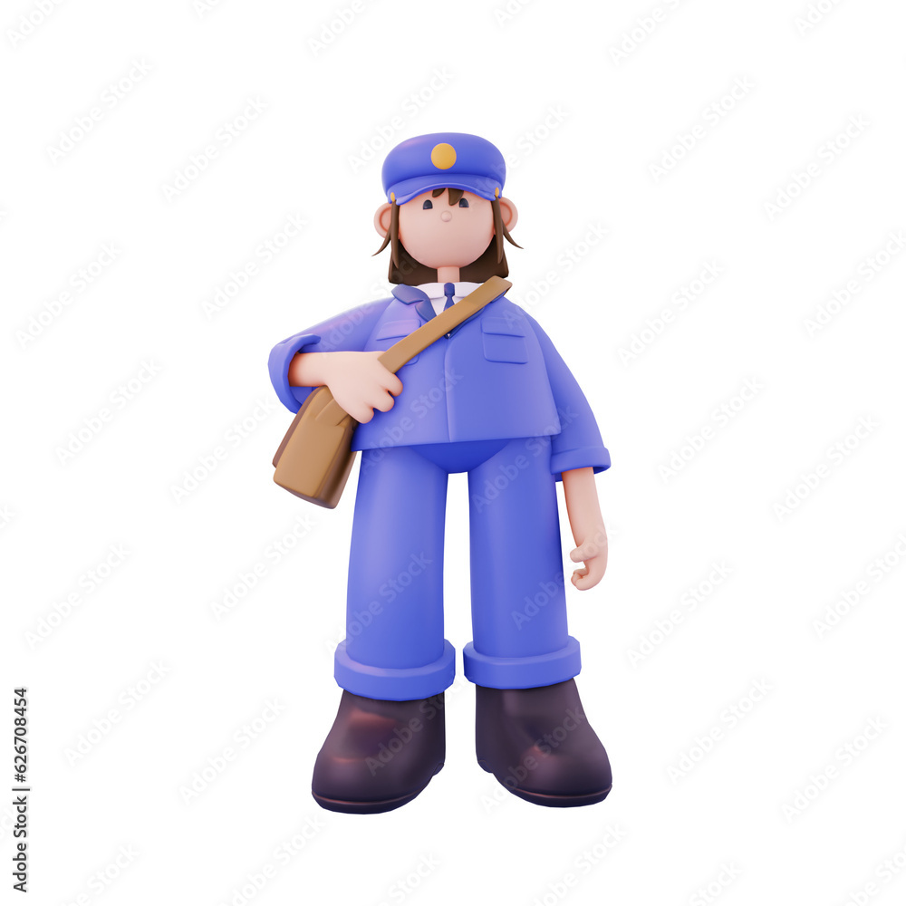 female postal courier standing upright position from the front female postal courier standing upright position from the front