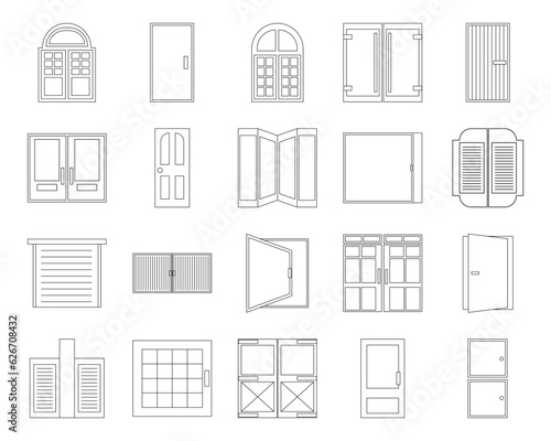 Type of door icon collection