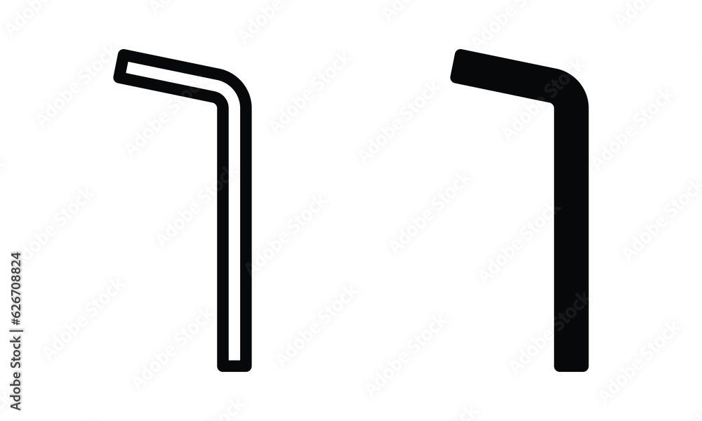 Straw icon with outline and glyph style. Straw icon with outline and glyph style.