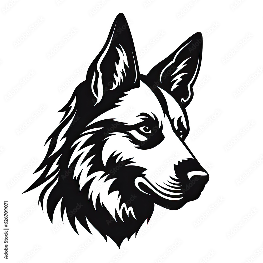 Fototapeta premium Shepherd dog head. Symbols for tattoo, emblem or logo, PNG