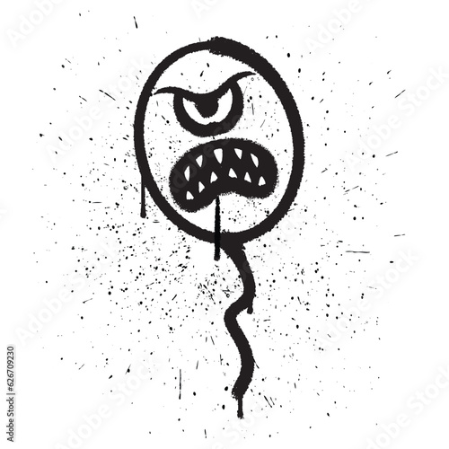 Vector graffiti spray paint angry cyclops balloon isolated vector illustration