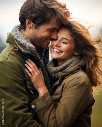 Happy couple in love having a good time together - romantic moment - catching a moment of endearment