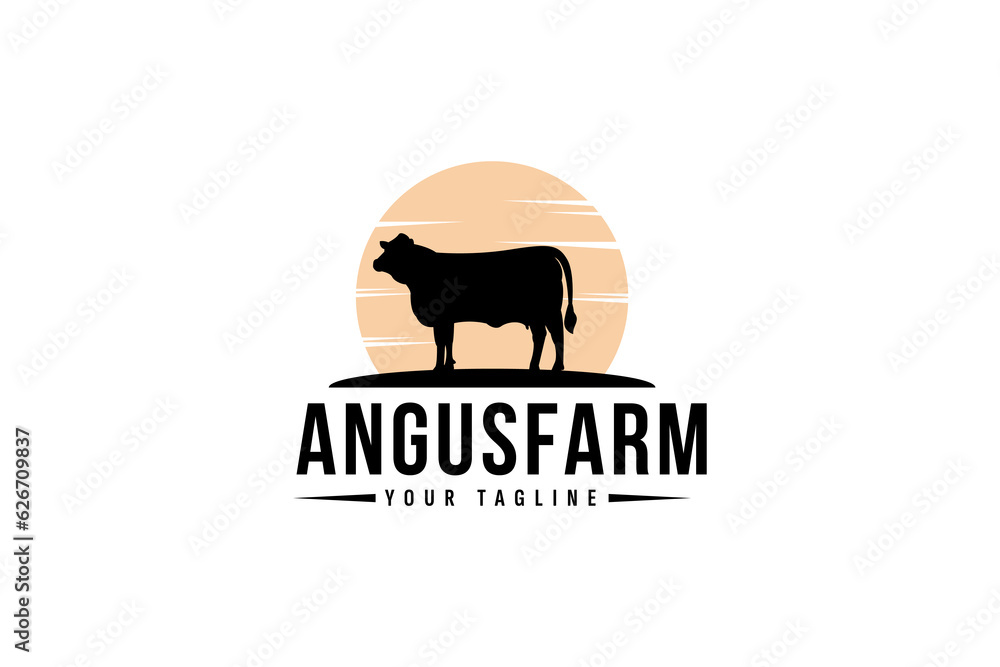 Obraz premium cow farm logo vector icon illustration