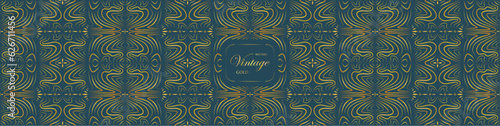 Pattern art deco, Art nuvo diy golden blue elegant.