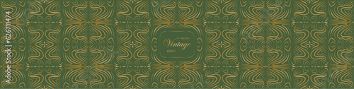Pattern art deco, Art nuvo diy golden green elegant.