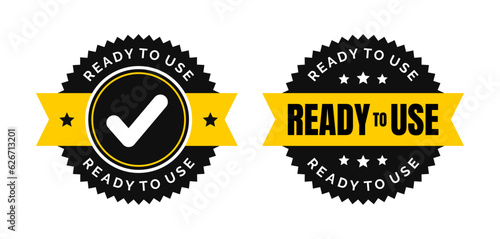 Ready to use vector icon. Black yellow color with checklist ribbon circle. Vector Illustration