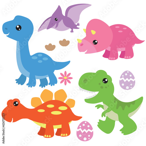 Cute little baby dinosaur  vector cartoon illustration