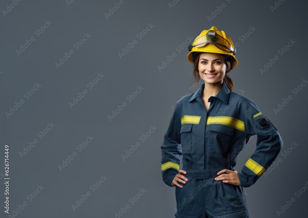 Fototapeta premium Firefighter model with a plain background