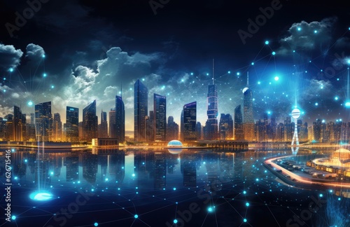 Global business, internet network connection, IoT Internet of Things, business intelligence concept. Busines global network, futuristic technology background. AI generative © ND STOCK