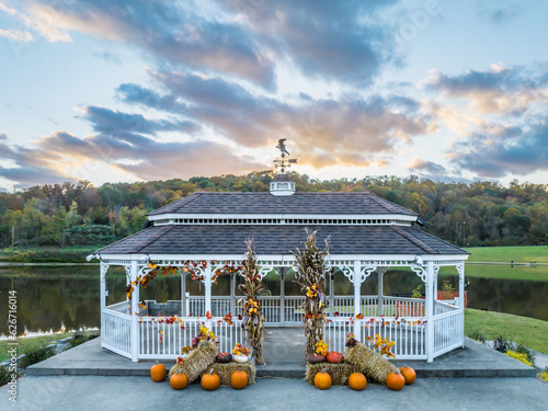 Fall Decorated Gazebo on Ridenour Lake photo