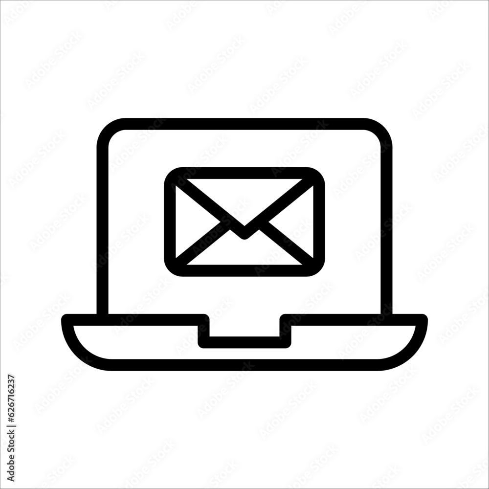 laptop with mail icon, message on the desktop, notification marketing, vector illustration on white background laptop with mail icon, message on the desktop, notification marketing, vector illustration on white background