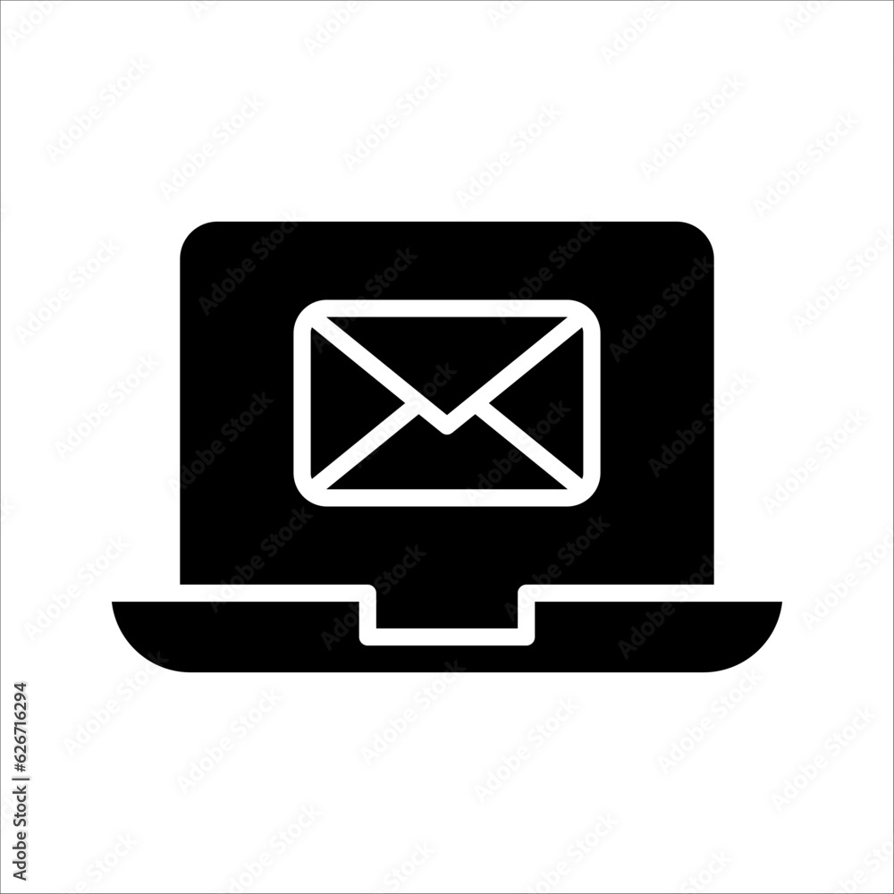 laptop with mail icon, message on the desktop, notification marketing, vector illustration on white background laptop with mail icon, message on the desktop, notification marketing, vector illustration on white background