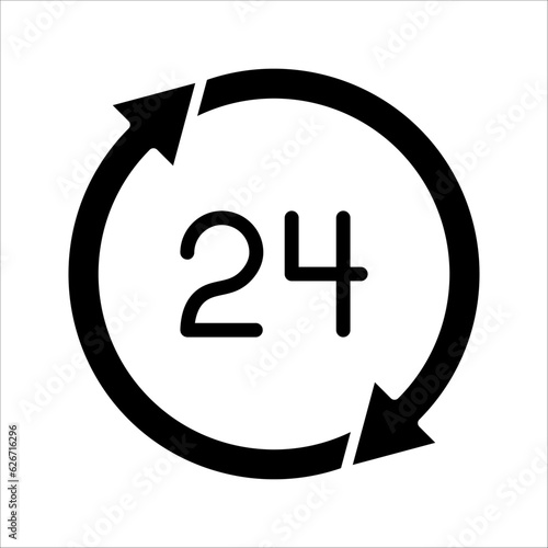 24 hours service line icon, outline vector sign, vector illustration on white background