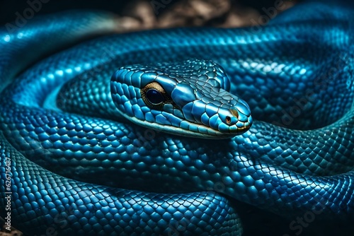 Blue viper snake generated by AI tool