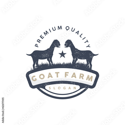 Goat logo, Goat Farm Inspiration Design, Vector Cattle Livestock, Rustic Retro Vintage Silhouette