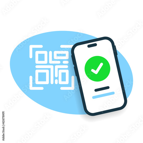 scan to pay, qr code payment with smartphone success concept illustration flat design vector eps10. modern graphic element for landing page, empty state ui, infographic, icon