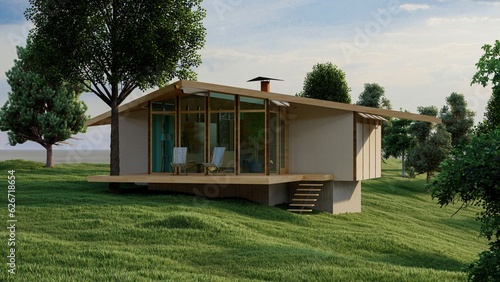 Outdoor resthouse render image © MDTOUFICKAHAMAD