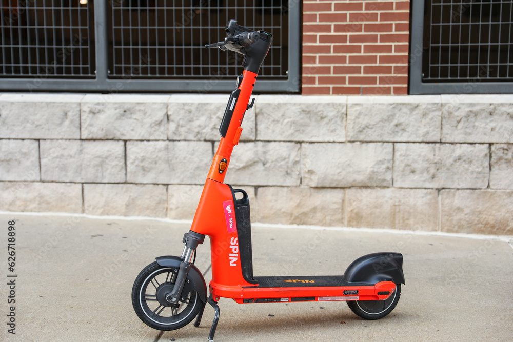 providence, rhode island, usa, july 23, 23, Spin scooters in a bustling city, embodying urban
