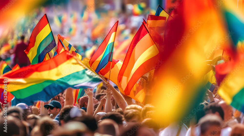 Month Of Pride And Inclusivity Support For Lgbt People A Rainbow Lgbt Flag Is Flying In The