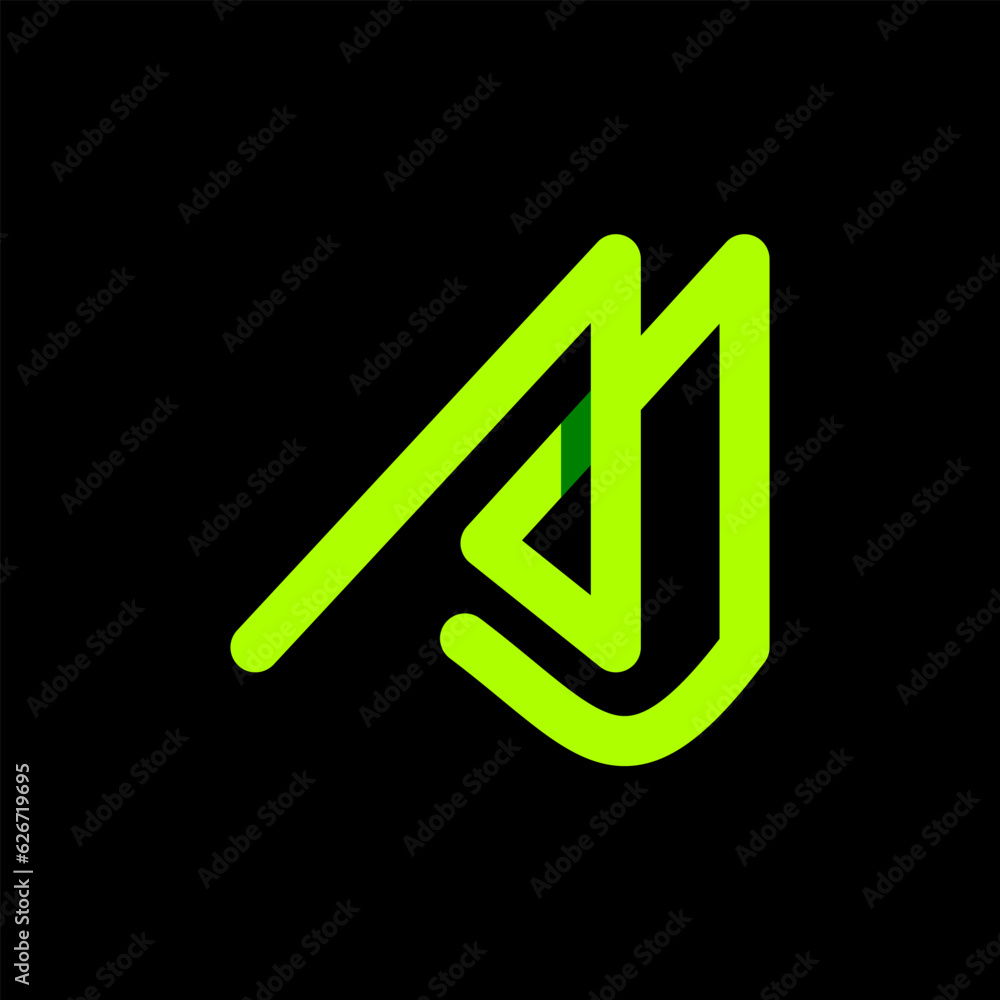 AJ Letter Initial Logo Design Template Vector Illustration. Green Typography on Black Background AJ Letter Initial Logo Design Template Vector Illustration. Green Typography on Black Background