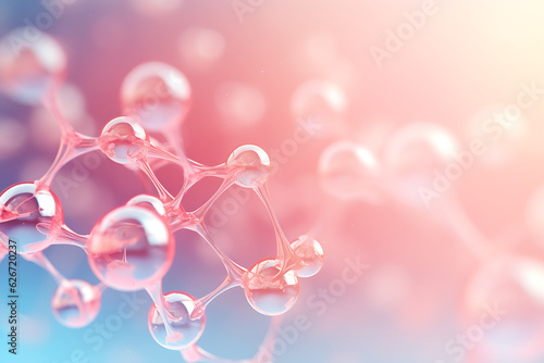 molecule inside bubble on soft background, concept skin care cosmetics solution. 3d rendering. AI Generative photo