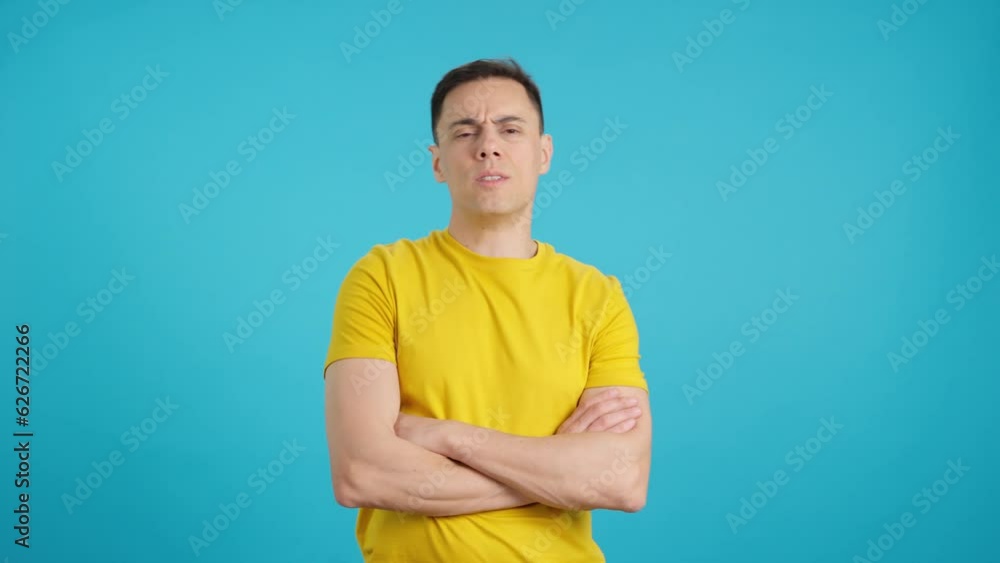 Man shakes head while walking from side to side Man shakes head while walking from side to side