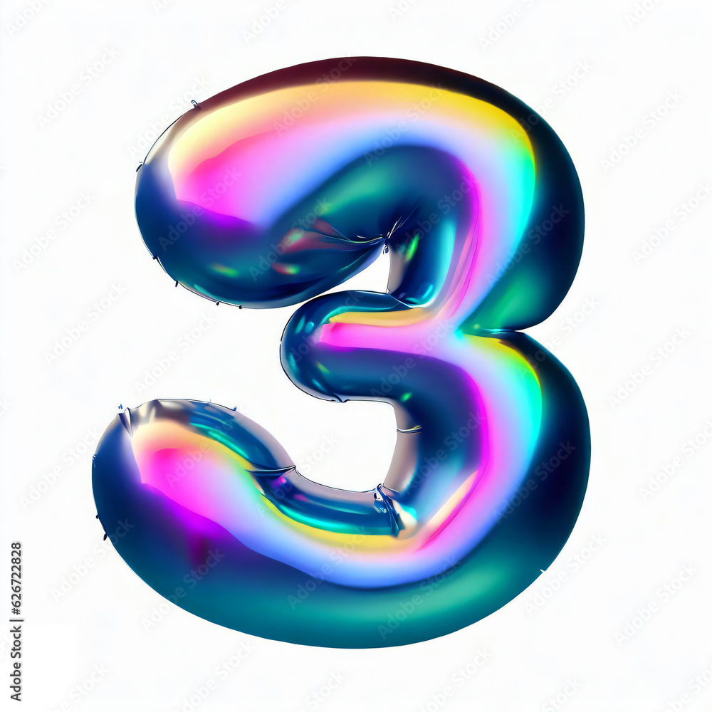 Number 3 made of colorful number, balloon, birthday, celebration Number 3 made of colorful number, balloon, birthday, celebration