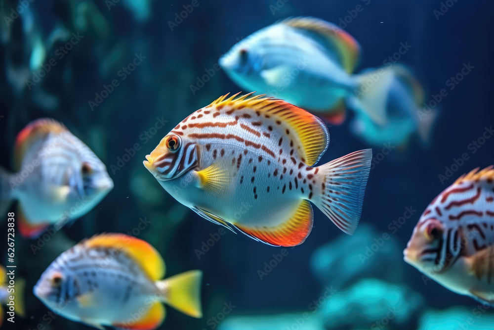 Colorful tropical fish swimming in ocean, generative AI
Colorful tropical fish swimming in ocean, generative AI